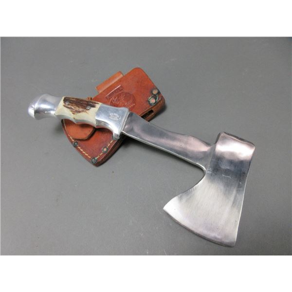 RH Ruana Bonner Montana Hatchet With Original Sheath- "M" Mark- 4.75" Head- 8.75" Handle- Like New C