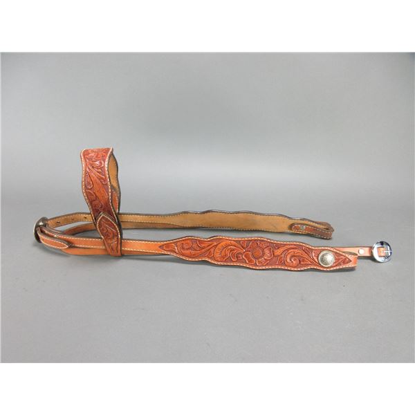 Hand Carved Headstall With F Schultz Sterling Buckle- New Condition