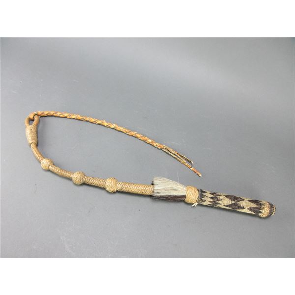 Hitched Horsehair Covered Braided Rawhide Quirt With Braided Leather Popper- 34"