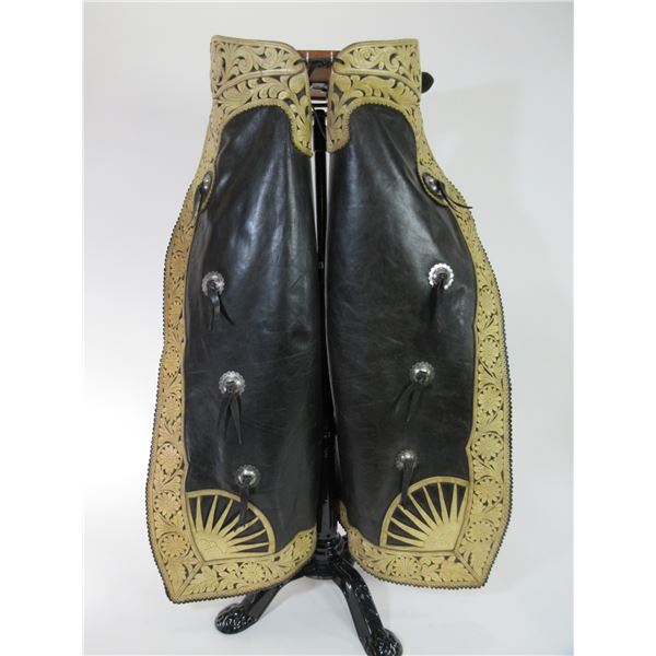 Come Back To The Auction!- Fabulous Bohlin Filigreed Floral Pattern Parade Chaps- Calfskin- Sunburst