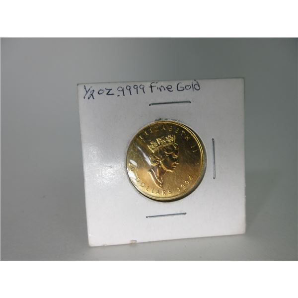 1994 Canadian $20 Fine Gold Coin- 1/2 OZ- .9999