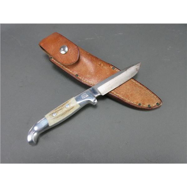 Marked Ruana Bonner Montana Knife- Original Sheath- DJS Initials- 4" Blade- 4.5" Handle