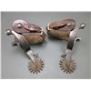 Image 2 : Attributed To Rex Schnitger Silver Inlaid Spurs-.75" Heavy Bands- 2.5" Shanks- 2.25" 16 Point Dot