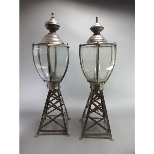 2 Vintage Ship Lanterns- 30"H X 8"