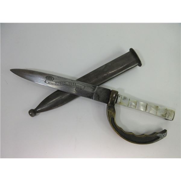 Marked Will + Finck Mattie Silks Sidewalk Companion SF Cal Pearl Handled Dagger With Sheath- 6.5" Bl