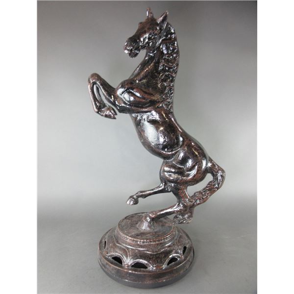Rearing Horse Metal Statue- 25"H X 11" Base