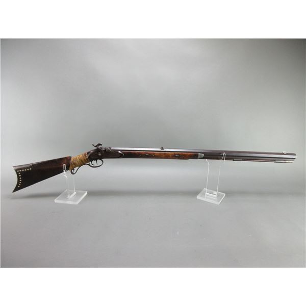 Early Tacked Percussion Rifle- Large Bore- 32" Octagon Barrel- Rawhide Wrapped Stock- Set Trigger- G
