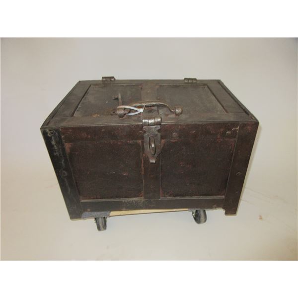 Old Stagecoach Strong Box With Key- Handles- 21"W X 12.5"H X 14"D