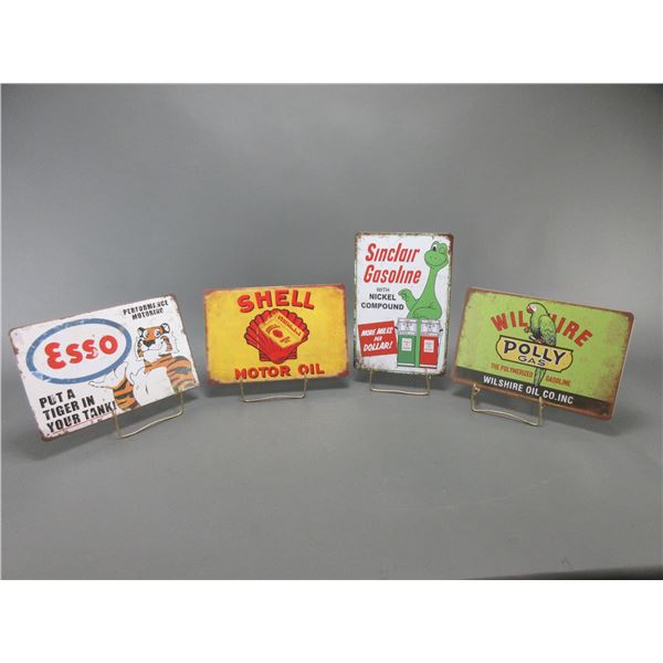 4 New Tin Oil Signs- 12" X 8"