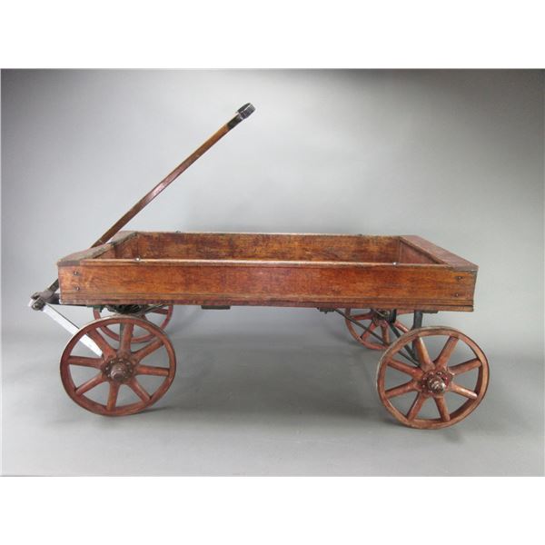 Early Wooden Kids Wagon With Original Spoke Wheels- 36"L X 15"H X 16"D
