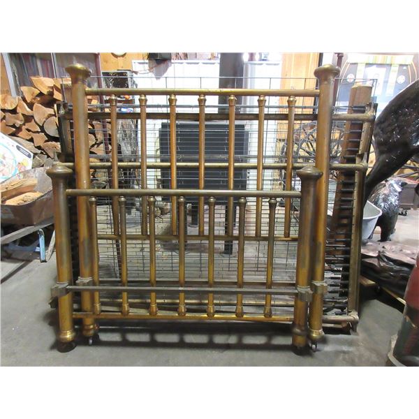Brass Bed With Rails And Bed Springs- 54"W X 63"H Headboard
