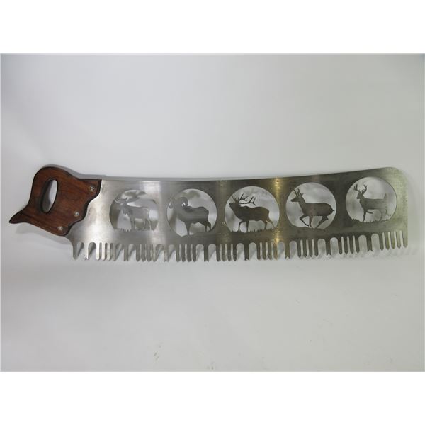 Plasma Cut Crosscut Saw With Handle- Wildlife Scene- 41" X9"