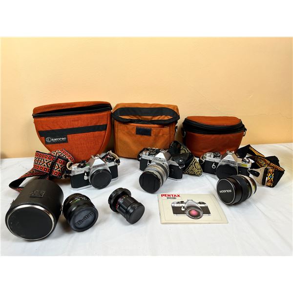 Assorted Pentax Cameras & Lenses with Cases