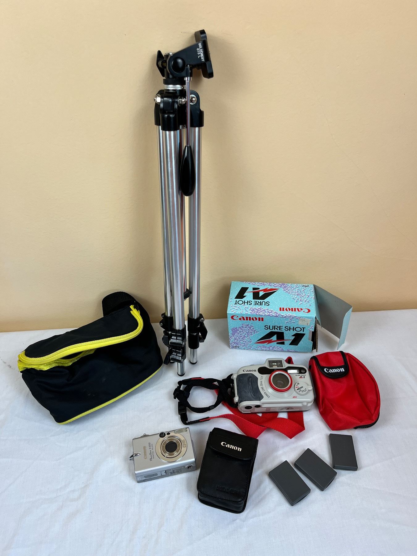 673 Camera Gold Crest 673 Tri Pod, Digital Cannon Power Shot Camera & Sure Shot ...
