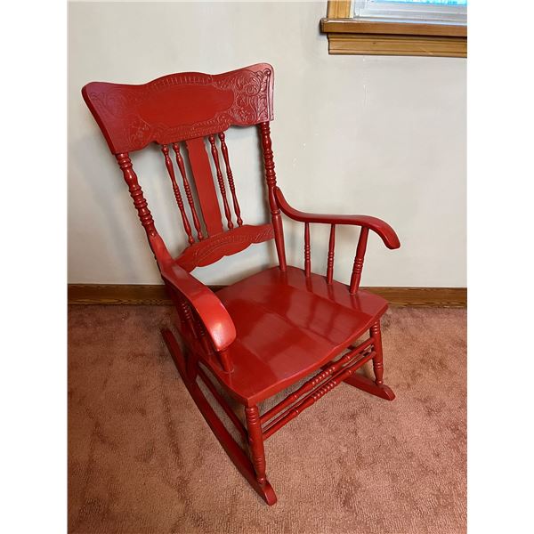 Red Wooden Rocking Chair - Sunrise Estate Services Ltd