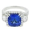 Image 2 : 5.56 ctw Tanzanite and 1.42 ctw Diamond 18KT White Gold Ring