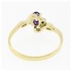 Image 6 : Petite Solid 10k Yellow Gold Oval Amethyst Solitaire Diamond 3 Three Stone Ring