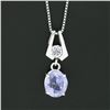 Image 5 : 14K Gold 3.40 ctw GIA No Heat Sapphire & Octagonal Diamond Drop Pendant Necklace
