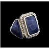 Image 1 : 14KT White Gold 20.59 ctw Sapphire and Diamond Ring