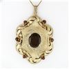 Image 2 : Vintage Large 14k Gold Oval & Round Red Garnet 18" Florentine Pendant Necklace