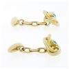 Image 5 : Antique Mens 18k Yellow Gold Bezel Round Turquoise Polished Love Knot Cuff Links