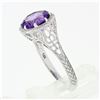 Image 6 : NEW 14k White Gold 1.85 ctw Fine Filigree & Milgrain Work Amethyst Solitaire Rin