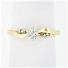 Image 1 : Petite 14K TT Gold Round Brilliant Diamond Solitaire w/ Accents Engagement Ring
