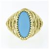 Image 4 : Estate Italian 18k Gold Oval Cabochon Cut Turquoise Solitaire Braided Cigar Ring