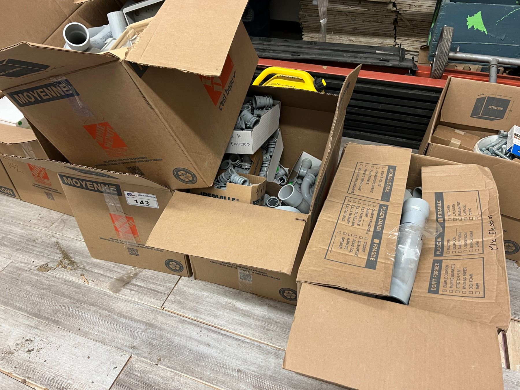 Core Line Pvc Box 4 BOXES GREY PVC CONNECTORS, ELBOWS, CORE LINE TO EMT CONNECTORS, AND ...