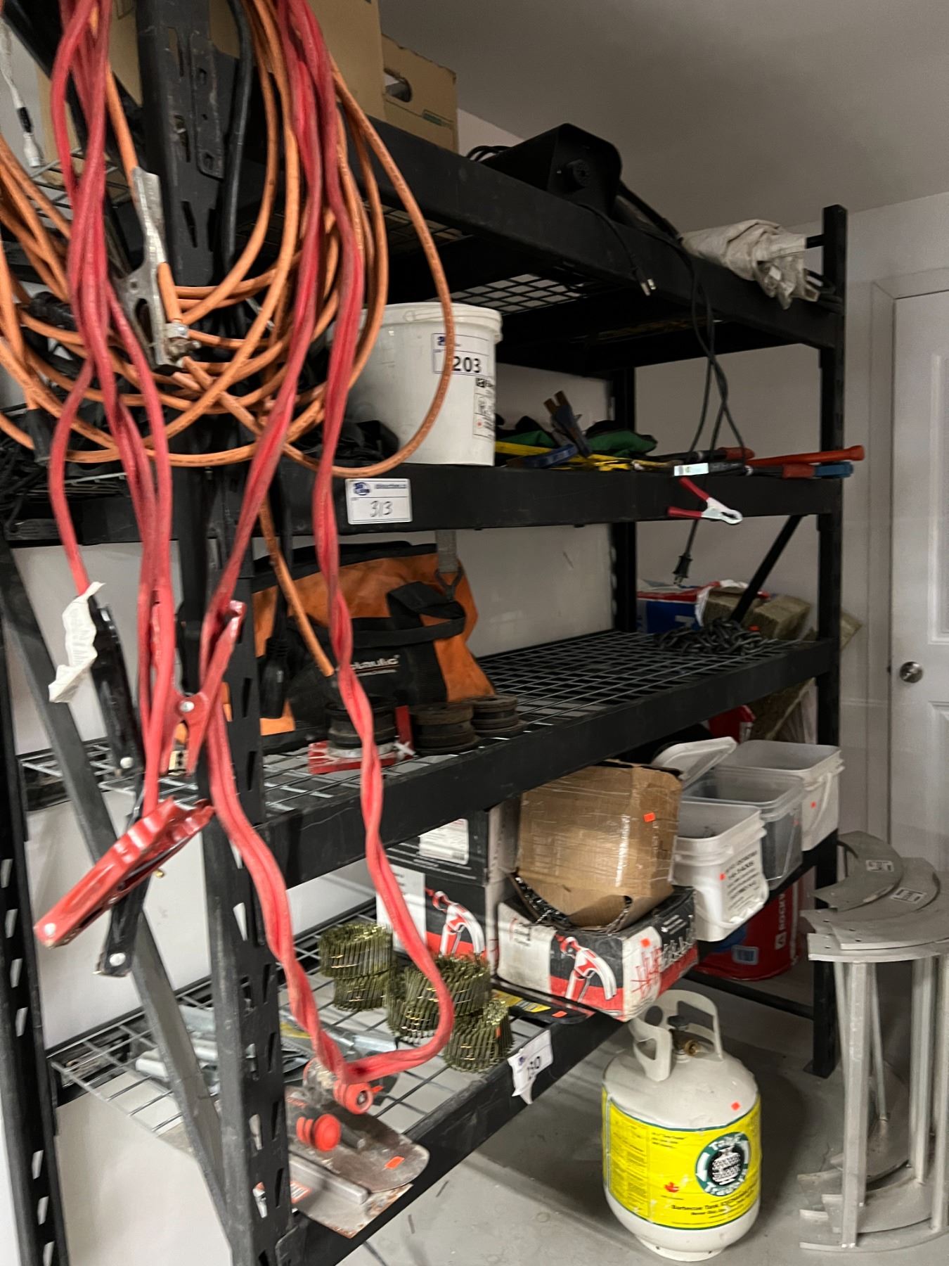 *LD D* 2 SECTIONS OF BLACK METAL LIGHTWEIGHT RACKING 6 FT WIDE, 7 FT ...