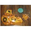 Image 1 : Qty 3 Lightweight Metal Mexican Wall Hangings: Sunshine & Gecko Jars, Misc Sizes