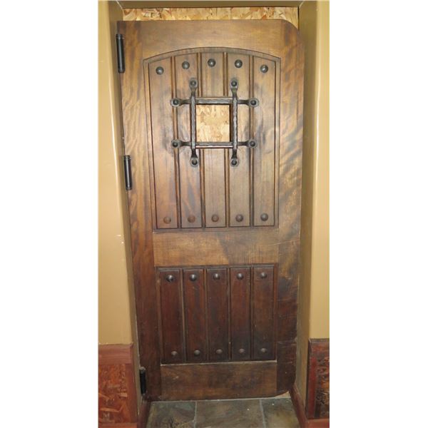 Wooden Entry Door w/ Metal Hardware 80"x35"