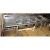 Image 1 : Metal 3-Basin Sink w/ Dual Sideboards (no faucet) 90"x26"x44"H