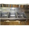 Image 3 : Metal 3-Basin Sink w/ Dual Sideboards (no faucet) 90"x26"x44"H