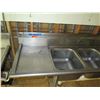 Image 2 : Metal 3-Basin Sink w/ Dual Sideboards (no faucet) 90"x26"x44"H