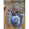 Image 2 : Qty 3 Lightweight Metal Mexican Wall Hangings: Gecko, Sunshine, Kokopelli & Jar, Misc Sizes