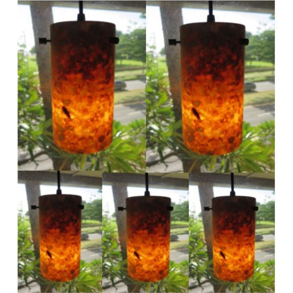 Qty 5 Hanging Cylinder Lamps 8 L