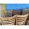 Image 12 : Qty 24 Wooden Stools w/ Slatted Backs & Upholstered Seats 16"x16"x44"H