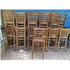 Image 1 : Qty 24 Wooden Stools w/ Slatted Backs & Upholstered Seats 16"x16"x44"H