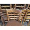 Image 3 : Qty 24 Wooden Stools w/ Slatted Backs & Upholstered Seats 16"x16"x44"H