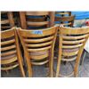 Image 5 : Qty 24 Wooden Stools w/ Slatted Backs & Upholstered Seats 16"x16"x44"H