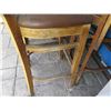 Image 8 : Qty 24 Wooden Stools w/ Slatted Backs & Upholstered Seats 16"x16"x44"H