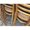 Image 9 : Qty 24 Wooden Stools w/ Slatted Backs & Upholstered Seats 16"x16"x44"H