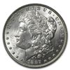 Image 2 : 1887 Morgan Silver Dollar - Rare Stage Coach Label PCGS (Brilliant Uncirculated)