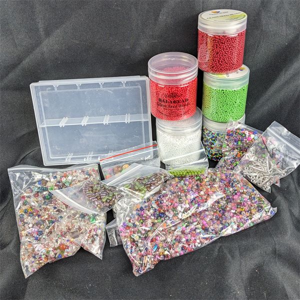 Lot of Mixed Seed Beads & Jewelry Supplies 