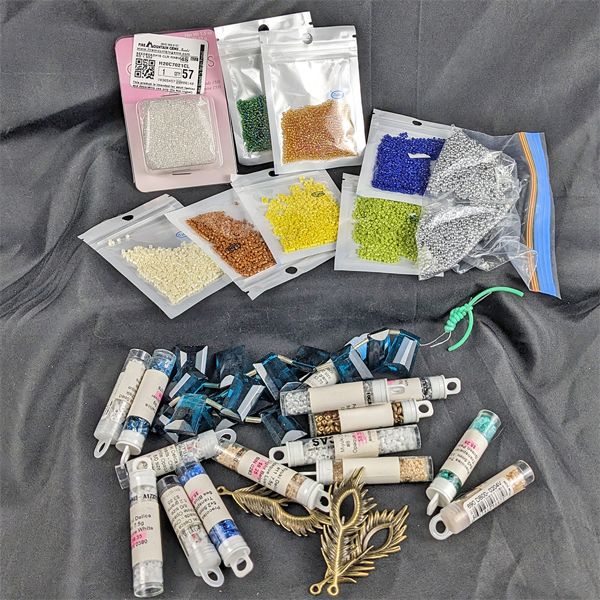 Lot of Mixed Seed Beads & Jewelry Supplies