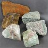 Image 1 : Lot of Raw Green Calcite, Tiger Eye & Aventurine Specimens