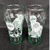 Image 1 : Set of 2 Always Coca Cola Christmas Glasses with Santa - Green Glass