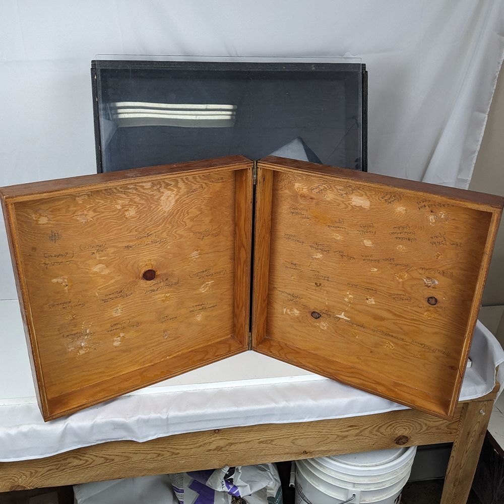 Wood table Top Display Case with Plexiglass and Wood Box