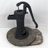 Image 1 : Old Iron Water Pump Mounted To Top of Wood Barrel 